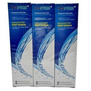 ICEPURE RWF1200A Refrigerator Water Replacement Filter Carbon Air Filter 3-Pack